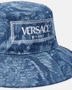 Chapeaux Et Casquettes | Versace Bob A Logo Barocco En Denim