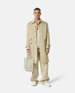 Vestes Et Manteaux | Versace Trench En Gabardine Contrecollee