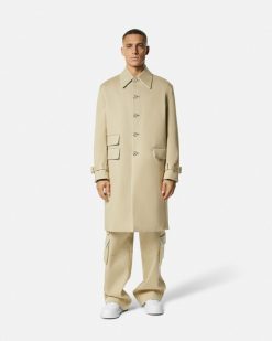 Vestes Et Manteaux | Versace Trench En Gabardine Contrecollee