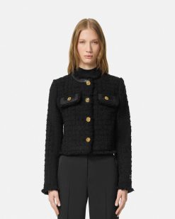 Tailleur | Versace Veste Cardigan En Tweed Boucle