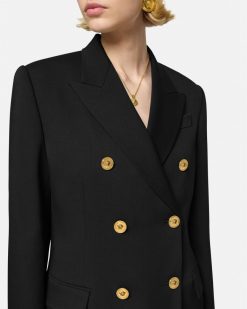 Vestes Et Blazers | Versace Blazer Slim Masculin A Boutonnage Croise