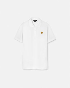 T-Shirts Et Polos | Versace Polo A Manches Courtes Brode