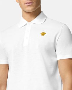 T-Shirts Et Polos | Versace Polo A Manches Courtes Brode