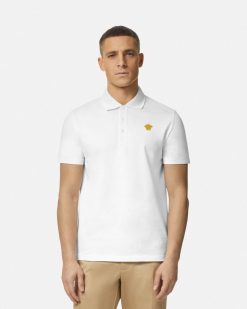 T-Shirts Et Polos | Versace Polo A Manches Courtes Brode