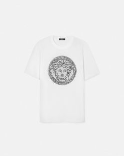 T-Shirts Et Polos | Versace T-Shirt Brode Medusa Sliced