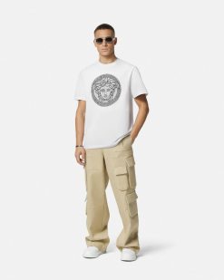 T-Shirts Et Polos | Versace T-Shirt Brode Medusa Sliced