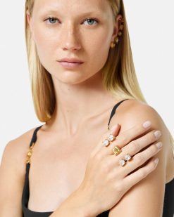 Bagues | Versace Bague Manchette Carree Medusa Avec Cristaux