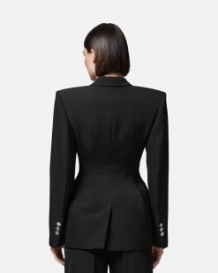 Vestes Et Blazers | Versace Blazer A Boutonnage Croise Et Forme Sablier