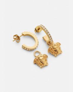 Boucles D'Oreilles | Versace Creoles La Medusa Avec Cristaux