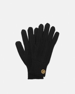 Accessoires Textiles | Versace Gants En Maille Cotelee Medusa