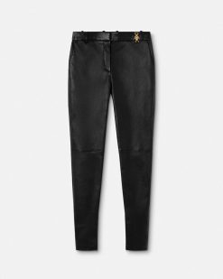 Pantalons Et Shorts | Versace Pantalon A Coupe Slim En Cuir