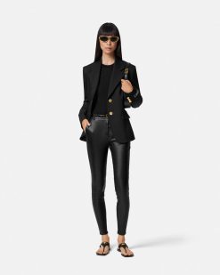 Pantalons Et Shorts | Versace Pantalon A Coupe Slim En Cuir