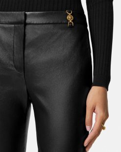 Pantalons Et Shorts | Versace Pantalon A Coupe Slim En Cuir