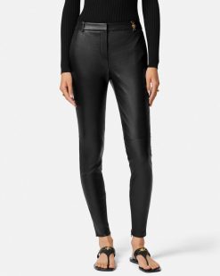 Pantalons Et Shorts | Versace Pantalon A Coupe Slim En Cuir