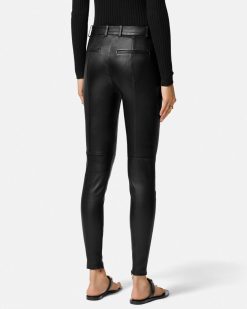 Pantalons Et Shorts | Versace Pantalon A Coupe Slim En Cuir