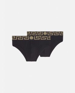 Slips | Versace Lot De Deux Slips A Bordure Greca