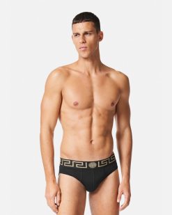 Slips | Versace Lot De Deux Slips A Bordure Greca