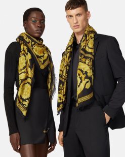 Accessoires Textiles | Versace Chale A Franges Barocco 140 Cm