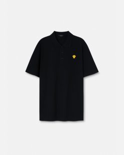 T-Shirts Et Polos | Versace Polo A Manches Courtes Brode