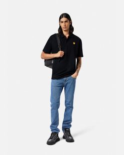 T-Shirts Et Polos | Versace Polo A Manches Courtes Brode