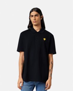 T-Shirts Et Polos | Versace Polo A Manches Courtes Brode