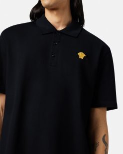 T-Shirts Et Polos | Versace Polo A Manches Courtes Brode