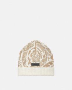 Accessoires Textiles | Versace Bonnet En Maille Jacquard Barocco