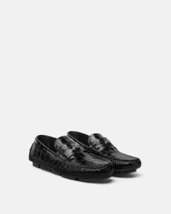 Chaussures Drivers | Versace Mocassins Medusa En Cuir Effet Croco