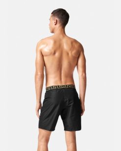 Maillots De Bain | Versace Short De Surf Mi-Long A Bordure Greca