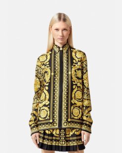 Chemises Et Tops | Versace Chemise Barocco En Soie