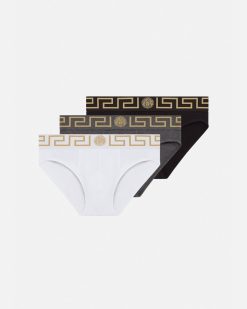 Slips | Versace Lot De Trois Slips A Bordure Greca