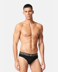 Slips | Versace Lot De Trois Slips A Bordure Greca