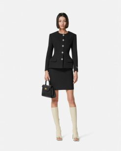 Tailleur | Versace Veste Sablier En Tissu Grain De Poudre