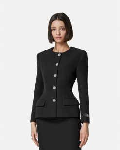 Tailleur | Versace Veste Sablier En Tissu Grain De Poudre