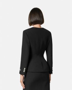 Tailleur | Versace Veste Sablier En Tissu Grain De Poudre