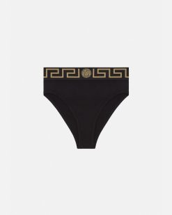 Soutiens-Gorge Et Slips | Versace Slip De Bain Taille Haute A Bordure Greca