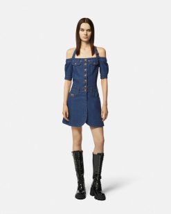 Vetements | Versace Mini Robe En Denim A Boucle Baroque