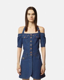 Vetements | Versace Mini Robe En Denim A Boucle Baroque