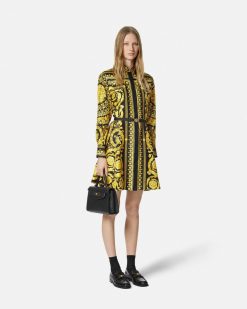 Robes | Versace Mini Robe Chemise Barocco En Soie