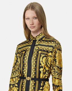 Robes | Versace Mini Robe Chemise Barocco En Soie