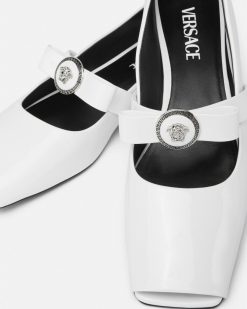 Gianni Ribbon | Versace Ballerines Ouvertes Vernies Gianni Ribbon