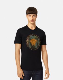 T-Shirts Et Polos | Versace T-Shirt Medusa Avec Cristaux